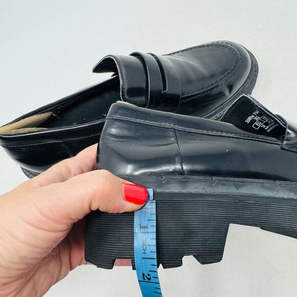 Zara Chunky Platform Loafers Black Lug Sole Slip-On Size EU 38/US 8 - Picture 10 of 12